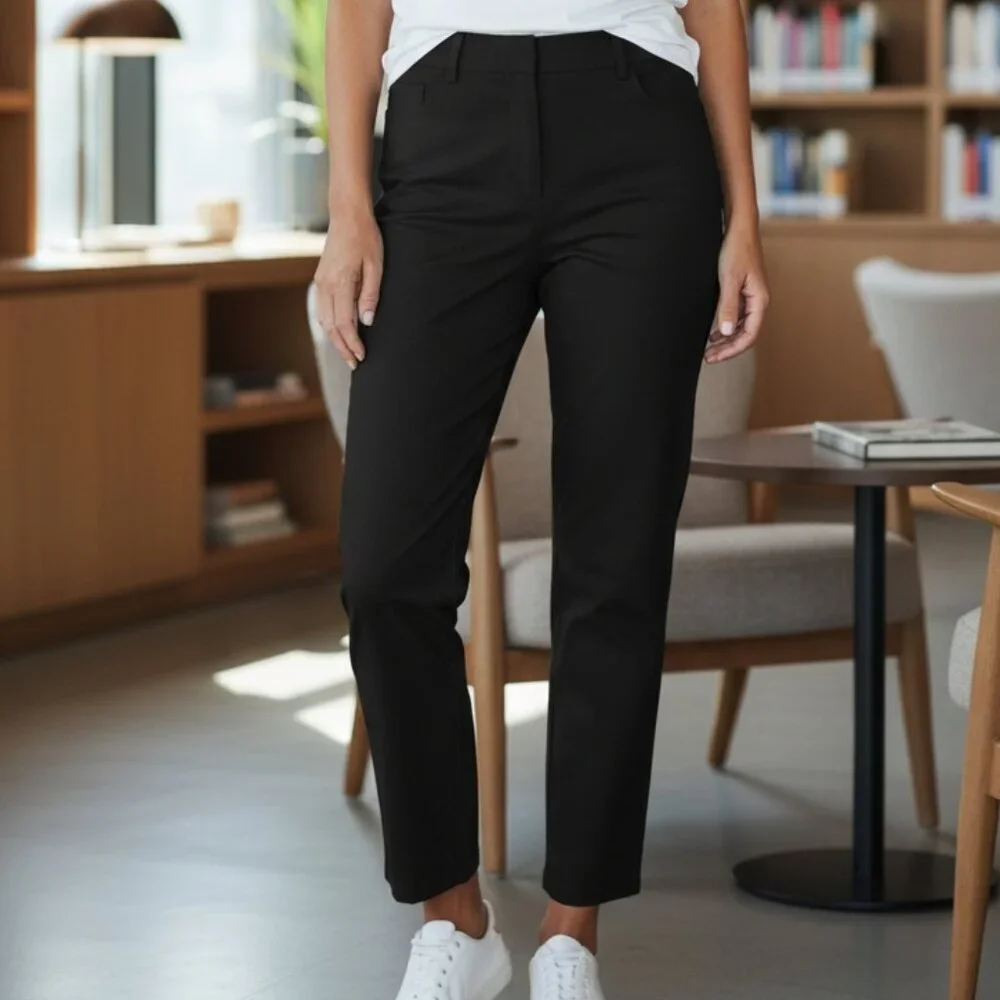 Adrianna Papell - Ankle Length Black Dress Pants W/Slits In Front, Faux Back... - Picture 4 of 6